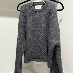 Zara Gray Cable Knit Sweater